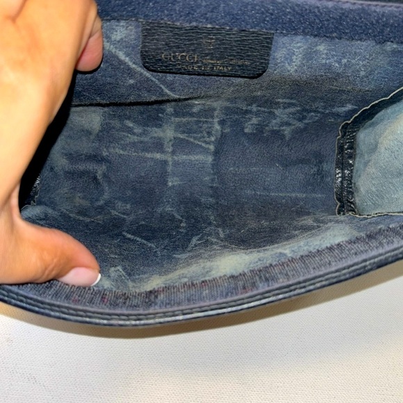 GUC Vintage Blue Gucci Sherry Line Clutch - Picture 9 of 11